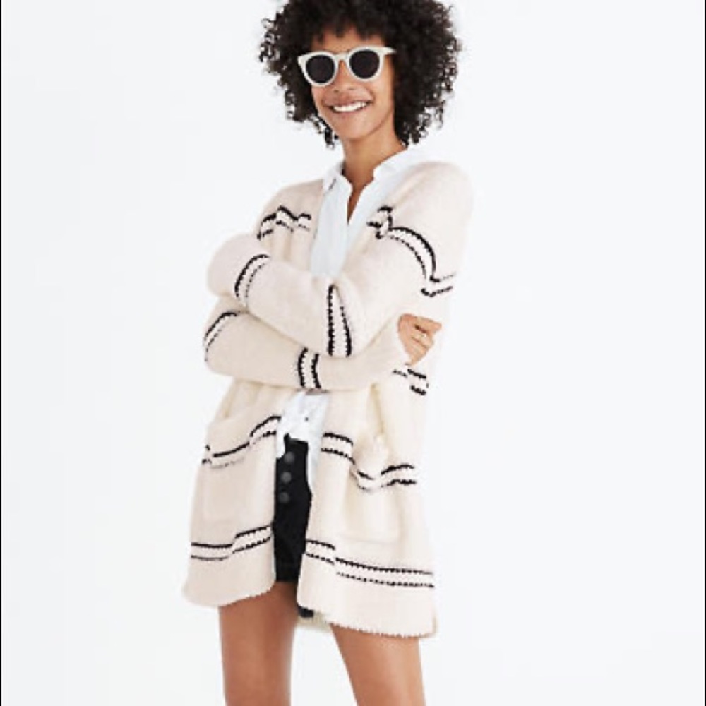 Madewell Striped Boucle Knit Cardigan Small